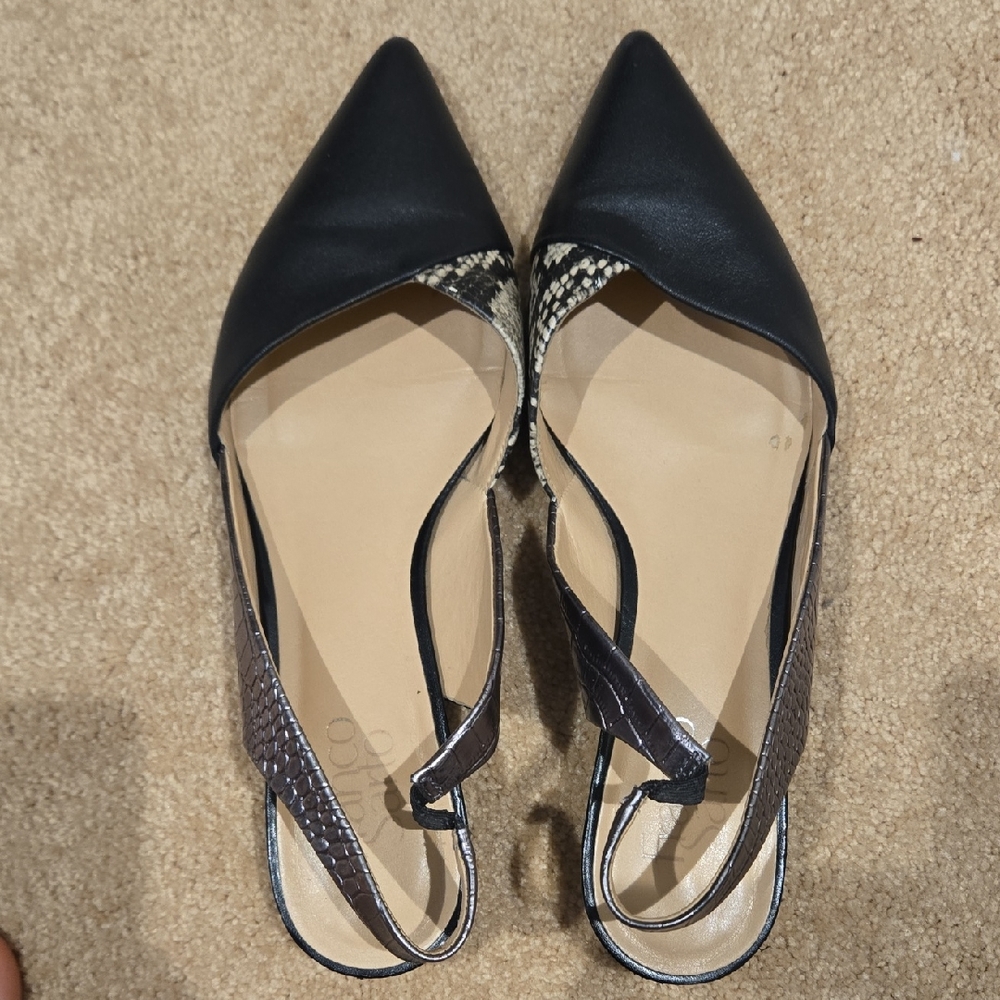 Franco Sarto Black and Gray Women's Slingback Shoes Size 7.5